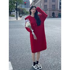 批发韩版娃娃领<b class='q'>甜美</b>软糯毛衣针织衫中长款女宽松慵懒风休闲上衣