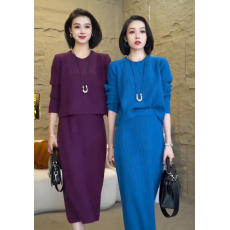 批发韩版网红<b class='q'>秋</b>冬时尚洋气女装女士时尚百搭服装显瘦长袖洋气两件套