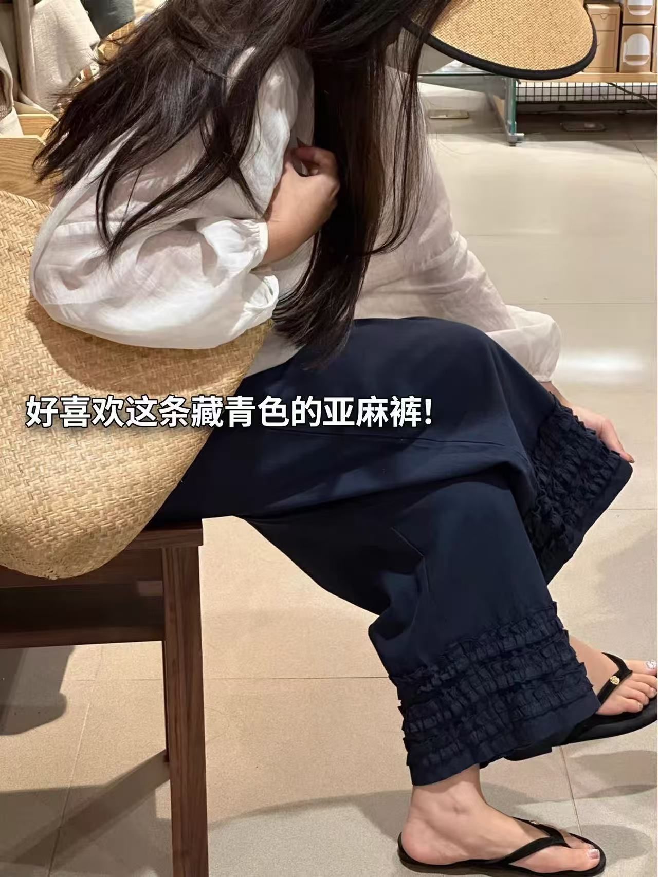 지금 신제품 여름 임산부 바지 목이버섯 레이스 아마 캐주얼 바지 루즈핏 슬림해 보이는 면 린넨 9 포인트 와이드 레그 팬츠 임산부