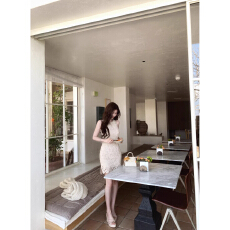 批发SYA奚<b class='q'>小</b>西 法式温柔连衣裙女春季礼服镂空蕾丝无袖内搭短款裙子新