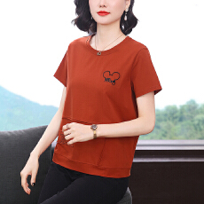 批发6<b class='q'>妈妈装</b>夏新款纯棉短袖T恤女<b class='q'>中老年</b>大码洋气半袖T恤衫女上衣