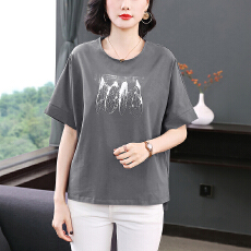 批发<b class='q'>胖</b>MM<b class='q'>宽松</b>时尚印花休闲T恤2026新款体恤衫