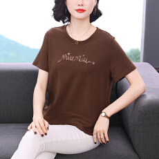 批发时尚重工刺绣短袖T恤女夏2026新款<b class='q'>妈妈装</b>宽松遮肚休闲半袖上衣