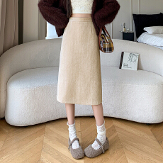 批发有货直筒裙2025秋冬新款口袋显瘦呢子中长裙高腰毛呢A字<b class='q'>半身</b>裙女