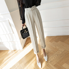 批发小脚萝卜裤女2026春夏新款<b class='q'>哈伦</b>9分裤高腰通勤直筒休闲烟管<b class='q'>长裤</b>