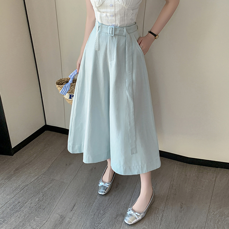 MY17618# 新款显瘦设计感高腰7分裤宽松大摆阔腿A字裙裤休闲裤女女裝貨源服裝批發