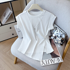 批发2026夏季新款无袖甜酷辣妹风性感无袖珍珠链条设计感小众短款上衣