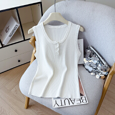 批发2026夏新款百搭叠穿背心冰丝T恤天丝麻针织衫<b class='q'>时尚</b>无袖内搭上衣女