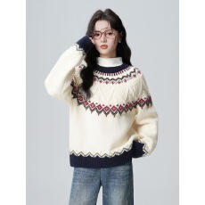 批发<b class='q'>秋</b>冬圆领套头孕妇毛衣软糯加厚保暖针织衫孕妇产后哺乳上衣