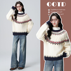 批发秋冬圆领套头孕妇毛衣软糯加厚保暖针织衫孕妇产后<b class='q'>哺乳</b><b class='q'>上衣</b>