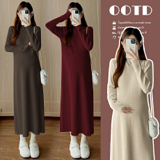 批发实拍秋冬百搭半高领<b class='q'>孕妇</b><b class='q'>毛衣裙</b>长款打底<b class='q'>孕妇装</b>产后<b class='q'>哺乳</b><b class='q'>裙子</b>