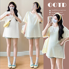 批发实拍新款<b class='q'>孕妇</b><b class='q'>短袖</b>T恤蕾丝宽松大码百搭<b class='q'>孕妇</b><b class='q'>上衣</b>