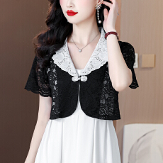 批发已出大货——百搭短袖领子<b class='q'>小</b><b class='q'>披肩</b>镂空<b class='q'>蕾丝</b>防晒衣薄短款高档<b class='q'>披肩</b>