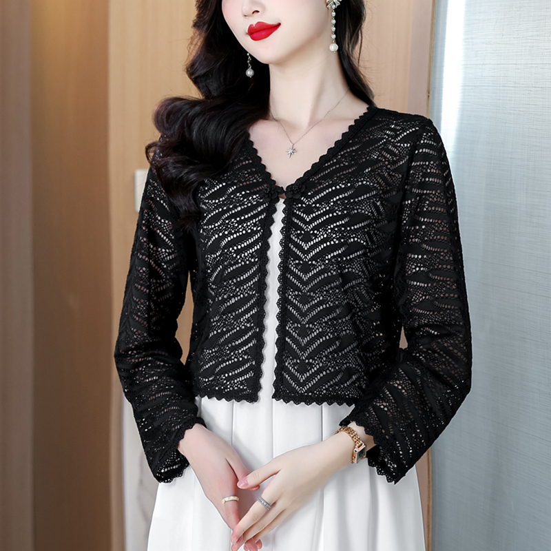 2026 새로운 단색 홀로우 아웃 맨위 레트로 루즈핏 다용도 긴팔 외부 가져 가라.