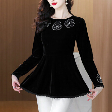 批发金丝绒长袖<b class='q'>连衣裙</b>女秋季新款今年流行爆款<b class='q'>高端</b>气质裙子短裙