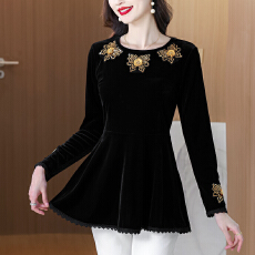 批发金丝绒长袖<b class='q'>连衣裙</b>女秋季新款今年流行爆款<b class='q'>高端</b>气质裙子短裙