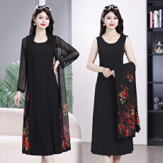 批发夏季新款女提花宽松<b class='q'>九分袖</b>防晒披肩薄款防晒衣开衫两件套<b class='q'>连衣裙</b>