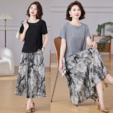 批发时尚<b class='q'>两件套</b>短袖连衣裙女2026夏装新款<b class='q'>雪纺</b>印花裙子