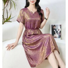 批发时尚妈妈装蚕丝<b class='q'>连衣裙</b>女2026夏装新款气质名媛中年妈妈<b class='q'>香云纱</b>裙子