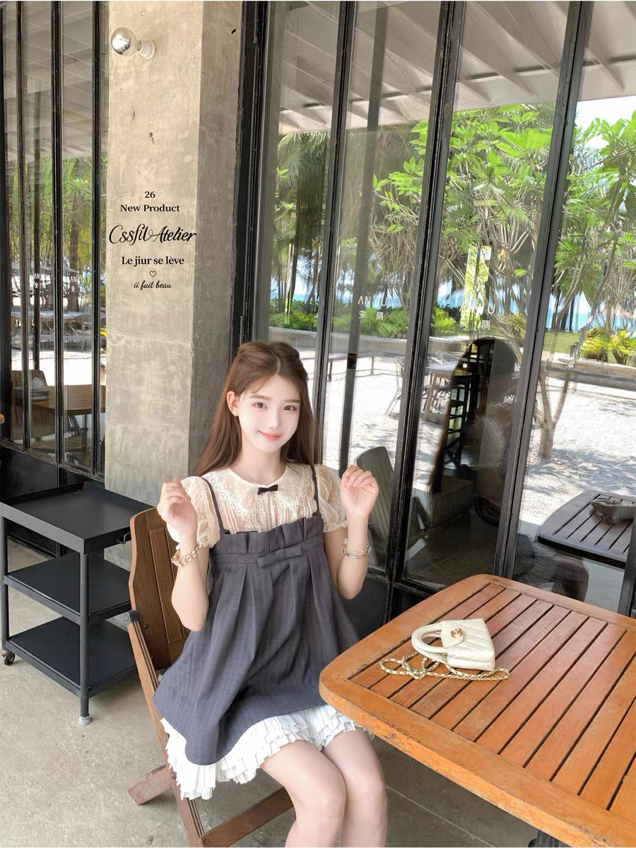 늦게 우산 우산 26 ss 梦回 롱 아일랜드 jor a 약화 된 양모 맞춤 체크무늬 3층 플리츠 슬립 드레스