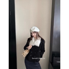 批发板栗可可Bankelili'京都之秋'双排扣毛呢可拆卸毛领<b class='q'>外套女</b>