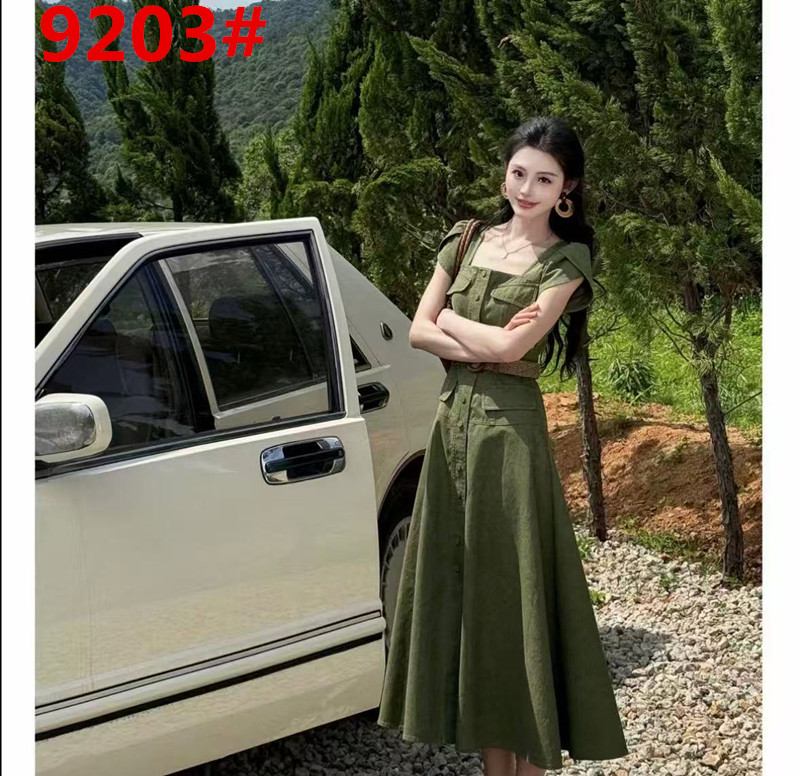 프랑스식 품격 거품 소매 광장 칼라 드레스 여성 의류 2026 여름 새로운 데이트 허리 수축 한 마디 롱 스커트 여성 의류
