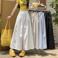 批发实拍冰丝<b class='q'>棉麻</b>阔腿<b class='q'>裤</b>裙<b class='q'>女</b>夏季新款高腰显瘦宽松休闲九分<b class='q'>裤</b>裙潮