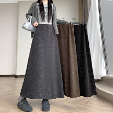 批发实拍~碎花毛呢半身裙女秋冬新款高腰显瘦遮跨<b class='q'>中长款</b>a字百搭伞裙子