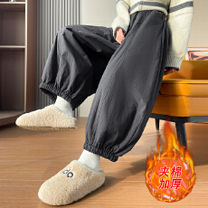 批发实拍松紧腰束脚灯笼裤女冬季<b class='q'>新款</b>加厚保暖高腰系带夹棉九分休闲裤