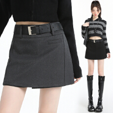 批发实拍 西装呢短裤<b class='q'>女</b>小个子外穿高腰<b class='q'>裙裤</b>秋冬新款气质显瘦a字半身裙