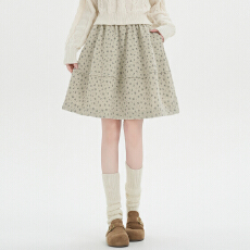 批发实拍~秋冬<b class='q'>新款</b>碎花毛呢<b class='q'>半身裙</b>女高腰显瘦气质a字裙伞裙