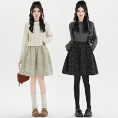 批发实拍~秋冬新款碎花蓬蓬毛呢半身<b class='q'>裙</b>女百搭高腰显瘦气质a字中<b class='q'>裙</b><b class='q'>伞</b><b class='q'>裙</b>