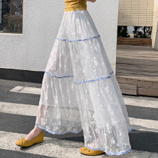 批发实拍网纱拼接<b class='q'>半身裙</b>女夏季新款宽松显瘦a字蛋糕裙设计感小众a字裙