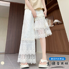 批发实拍~刺绣蕾丝<b class='q'>阔腿裤</b>女夏季<b class='q'>新款</b>设计感显瘦花边拼接垂感休闲<b class='q'>裤</b>