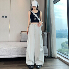 批发实拍~速干工<b class='q'>装</b><b class='q'>裤</b>女2026夏季薄款<b class='q'>显瘦</b>宽松休闲美式运动弯刀阔腿<b class='q'>裤</b>