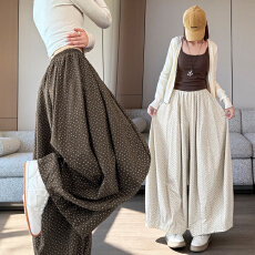批发实拍~松弛慵懒风碎花阔腿裤宽松休闲裤女秋季新款百褶九分弯刀裤