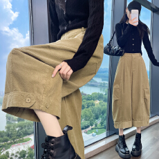 批发实拍~灯芯绒阔腿裤女复古秋冬新款宽松显瘦<b class='q'>百搭</b>休闲八分休闲裤女