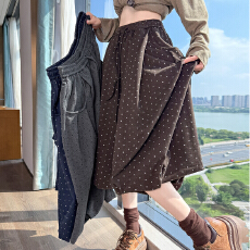 批发实拍毛呢波点设计感花苞<b class='q'>灯笼</b>裤七分裤<b class='q'>裙</b>女秋冬宽松显瘦阔腿休闲裤