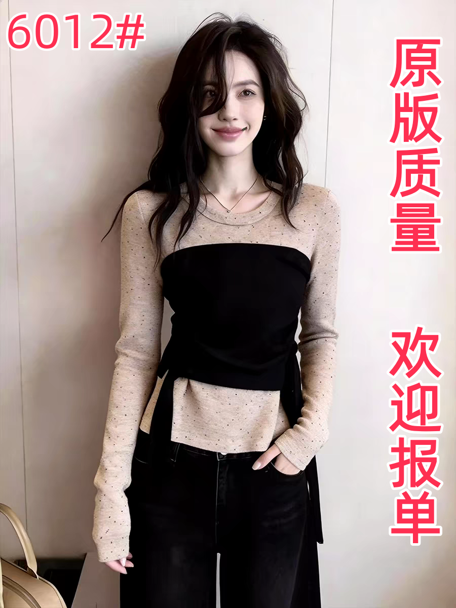 프랑스식 Chic 개성 미니멀리즘 일상 검정색 페이크 레이어드 맨위 여성 2026 이른 봄 몸매 가꾸기 슬림해 보이는 인기 긴팔