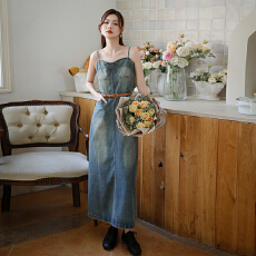 批发秋冬两件套装裙气质韩版复古<b class='q'>小西装</b>坎肩<b class='q'>牛仔</b>吊带连衣裙配腰带