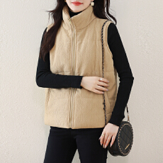 批发欧洲站冬季新款小香风马甲拼接夹棉马甲坎肩外套上衣