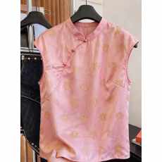 批发新中式风粉色无袖立领盘扣上衣女2026年夏季新款显瘦宽松国风小衫