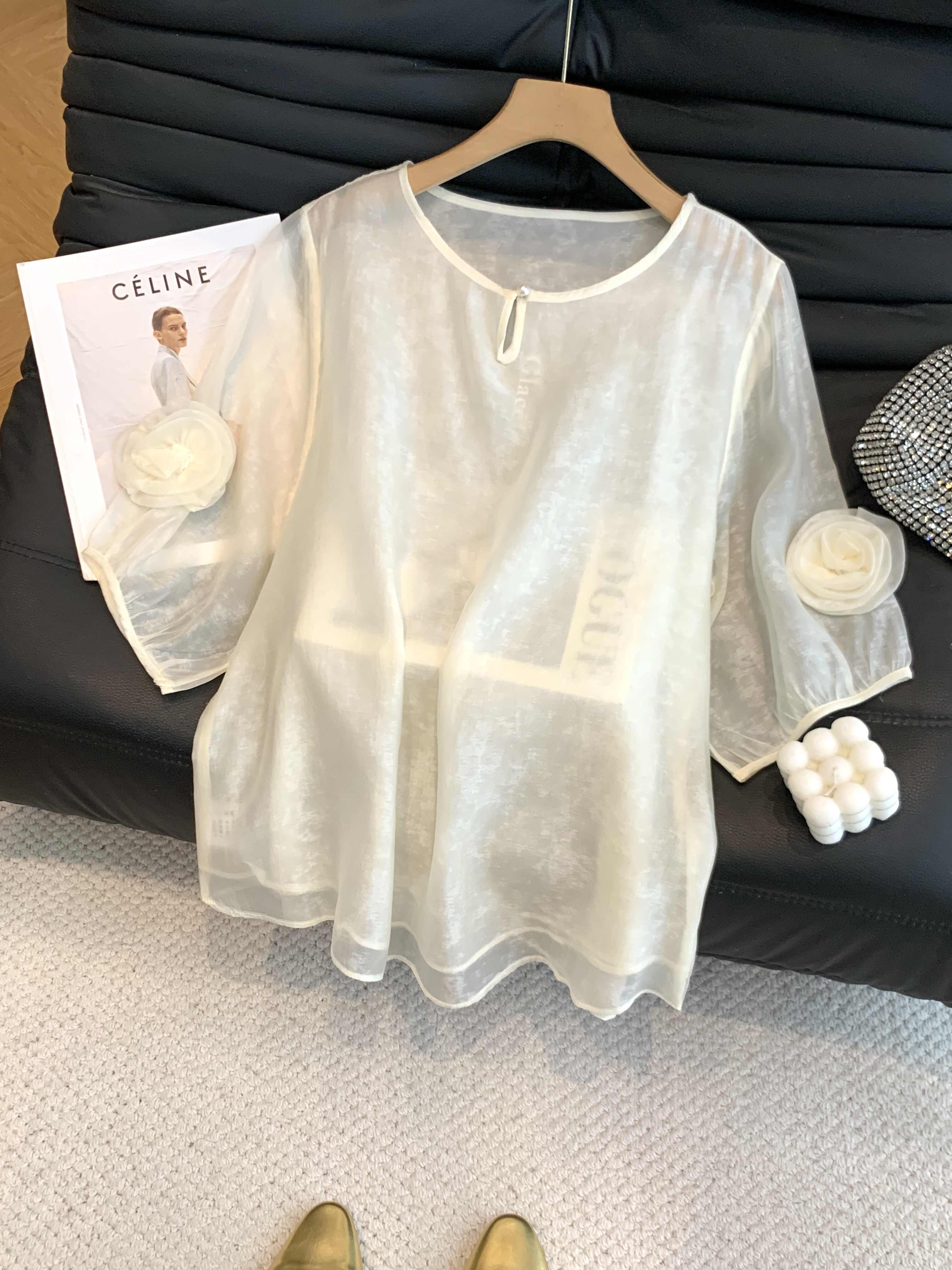 2026 년 여름 새로운 품격 새로운 중식 국풍 도루 가을 센스 자카드 여성 셔츠 고급 센스 빛 럭셔리 맨위