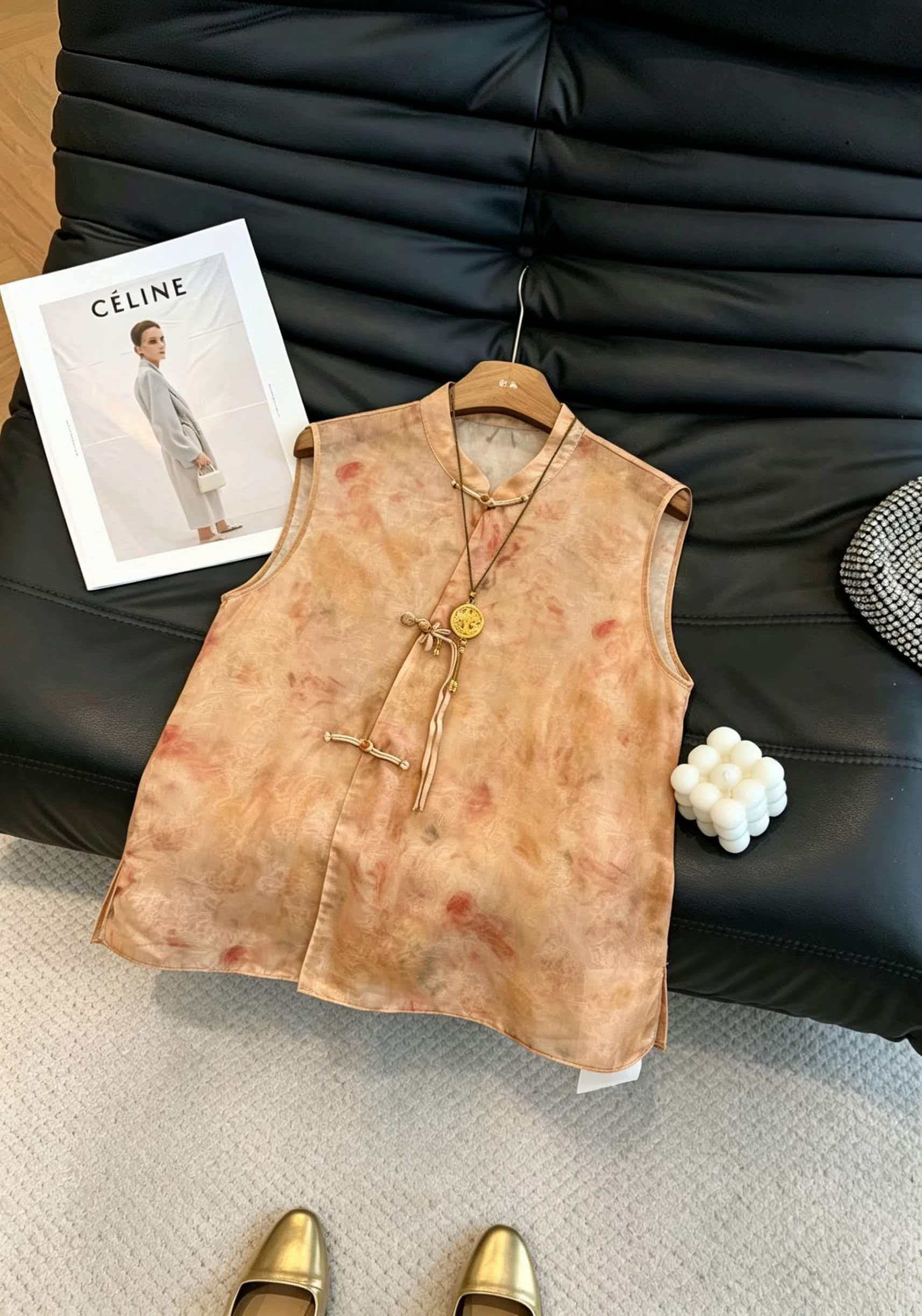 국풍 조끼 여자 민소매 셔츠 2026 여름 새로운 새로운 중식 스탠드 칼라 셔츠 비스듬한 襟 조끼 조끼