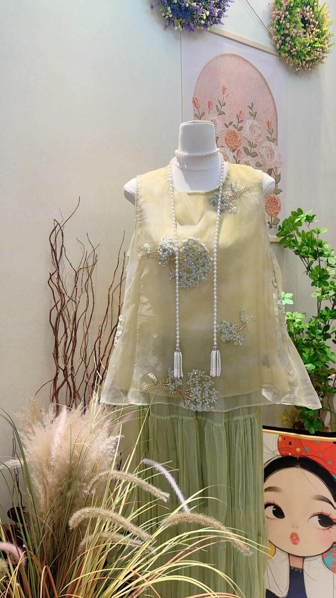 품격 유럽 오간자 베스트 우아함 새로운 중식 무거운 작업 자수 조끼 여성 여름 민소매 라운드 넥 품격 맨위