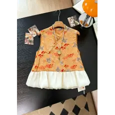 批发新中式国风盘扣刺绣无袖背心衬衫女2026夏新衬衣外穿上衣