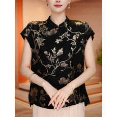 批发国风短袖上衣女2026新款新中式<b class='q'>t</b><b class='q'>恤</b>女C妈妈衬衫女夏薄款气质小衫