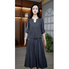 批发贵夫人假两件连衣裙女2026夏季新款<b class='q'>妈妈</b><b class='q'>装</b>端庄大<b class='q'>气</b>减龄中长款裙子