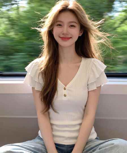 한 부서 화이트 V넥 연꽃 잎 소매 반팔 맨위 여성 2026 여름 새로운 단추 몸매 가꾸기 슬림해 보이는 품격 맨위