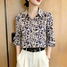 批发法式翻领缎面衬衫女装长袖秋季新款宽松<b class='q'>时尚</b>上衣妈妈叠穿打底衬衣